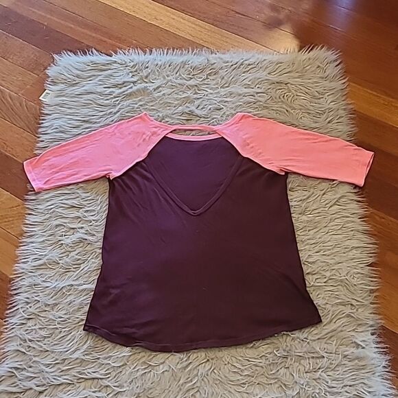Victoria secret sport VSX womens pink and maroon‎ cotton open back tshirt - Picture 5 of 7